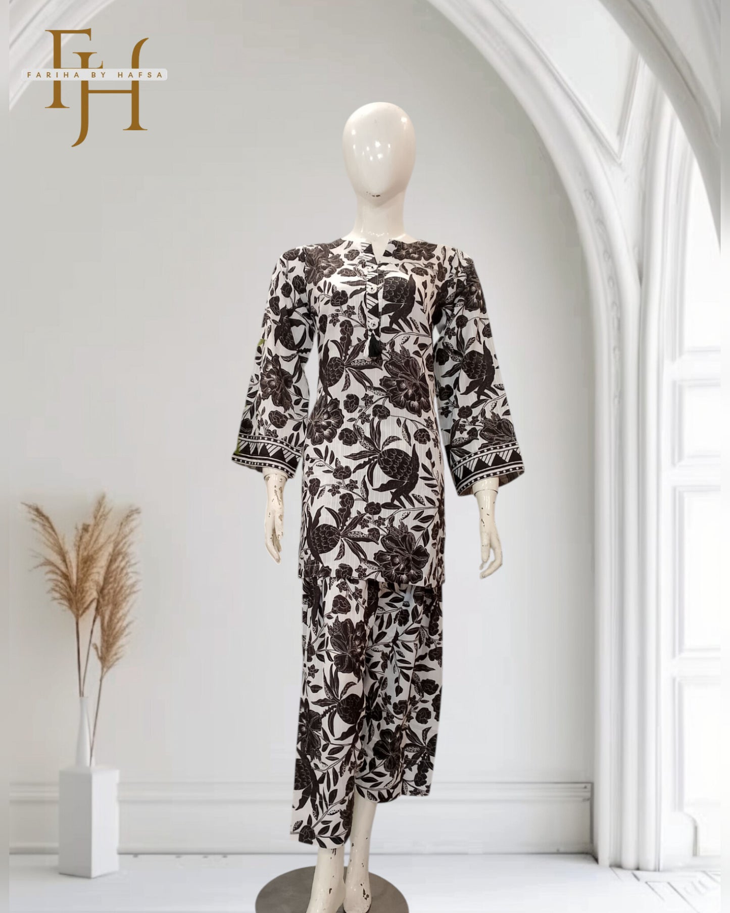 Stylish Printed Lawn Suit for Women – Stitched 2-Piece with Kameez & Trouser by Fariha by Hafsa