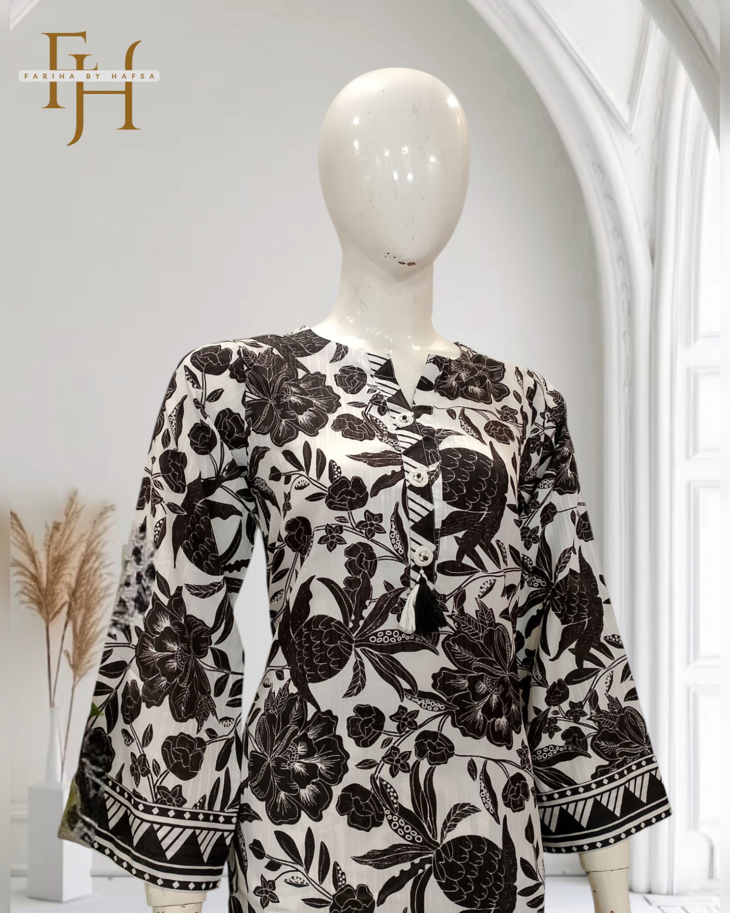 Stylish Printed Lawn Suit for Women – Stitched 2-Piece with Kameez & Trouser by Fariha by Hafsa