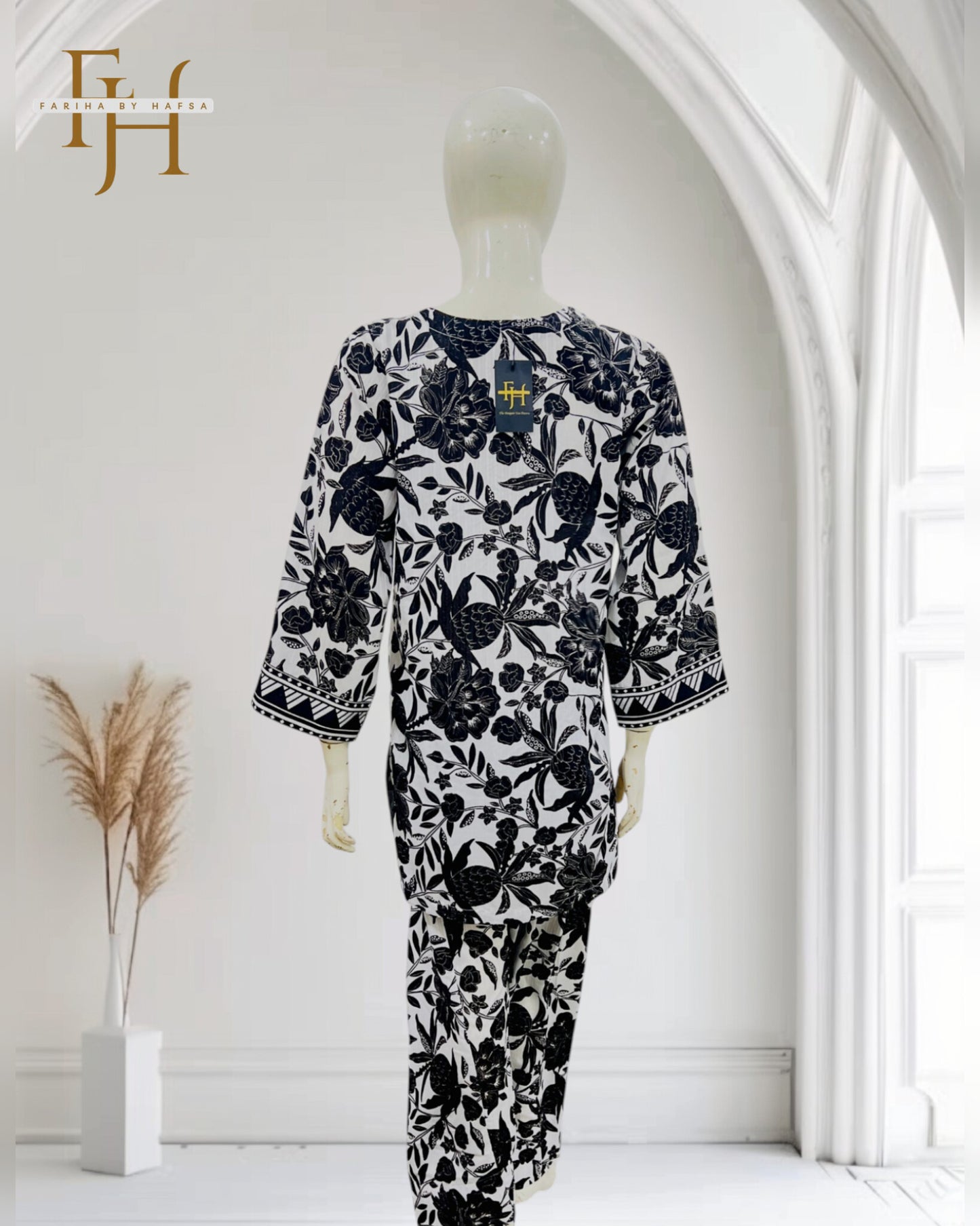 Stylish Printed Lawn Suit for Women – Stitched 2-Piece with Kameez & Trouser by Fariha by Hafsa