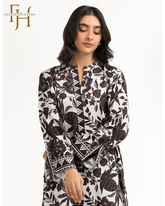 Stylish Printed Lawn Suit for Women – Stitched 2-Piece with Kameez & Trouser by Fariha by Hafsa